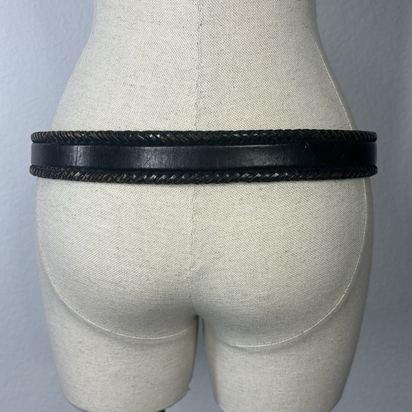 Brighton brown and silver leather braided vintage belt size 34 style 65803 main image 10